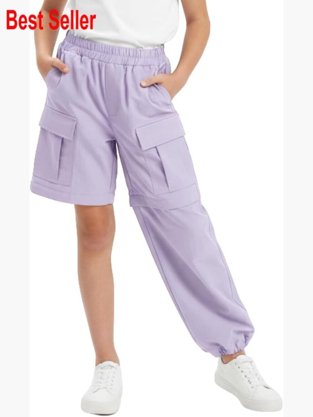 Convertible Zip-Off Cargo Pants for Girls Water-Resistant Outdoor